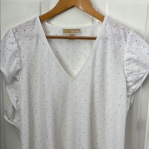 Michael Kors White Eyelet Women's Top XL
